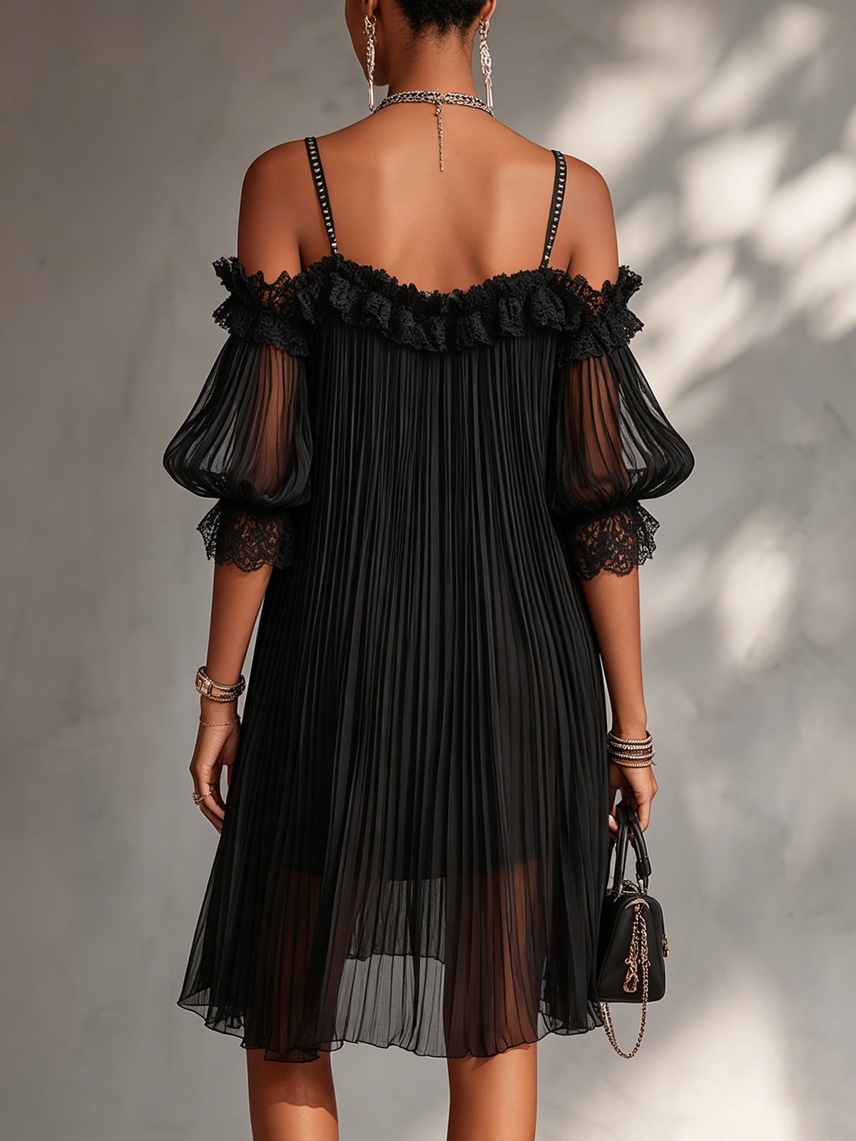Mia | Vestido midi off-shoulder plisado