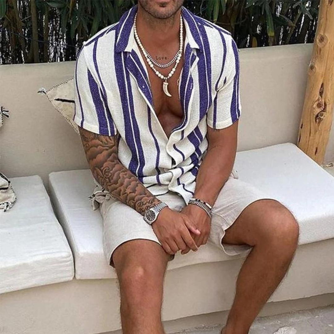 Bruno | Camisa de manga corta con rayas verticales