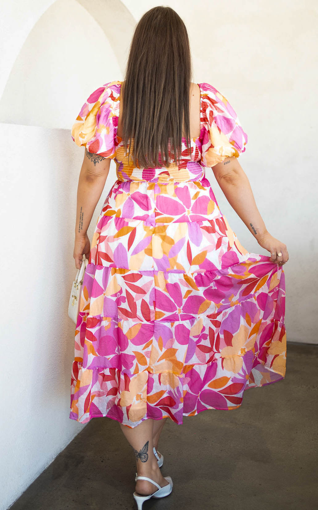 Verónica | Vestido maxi con manga abullonada y falda de volantes