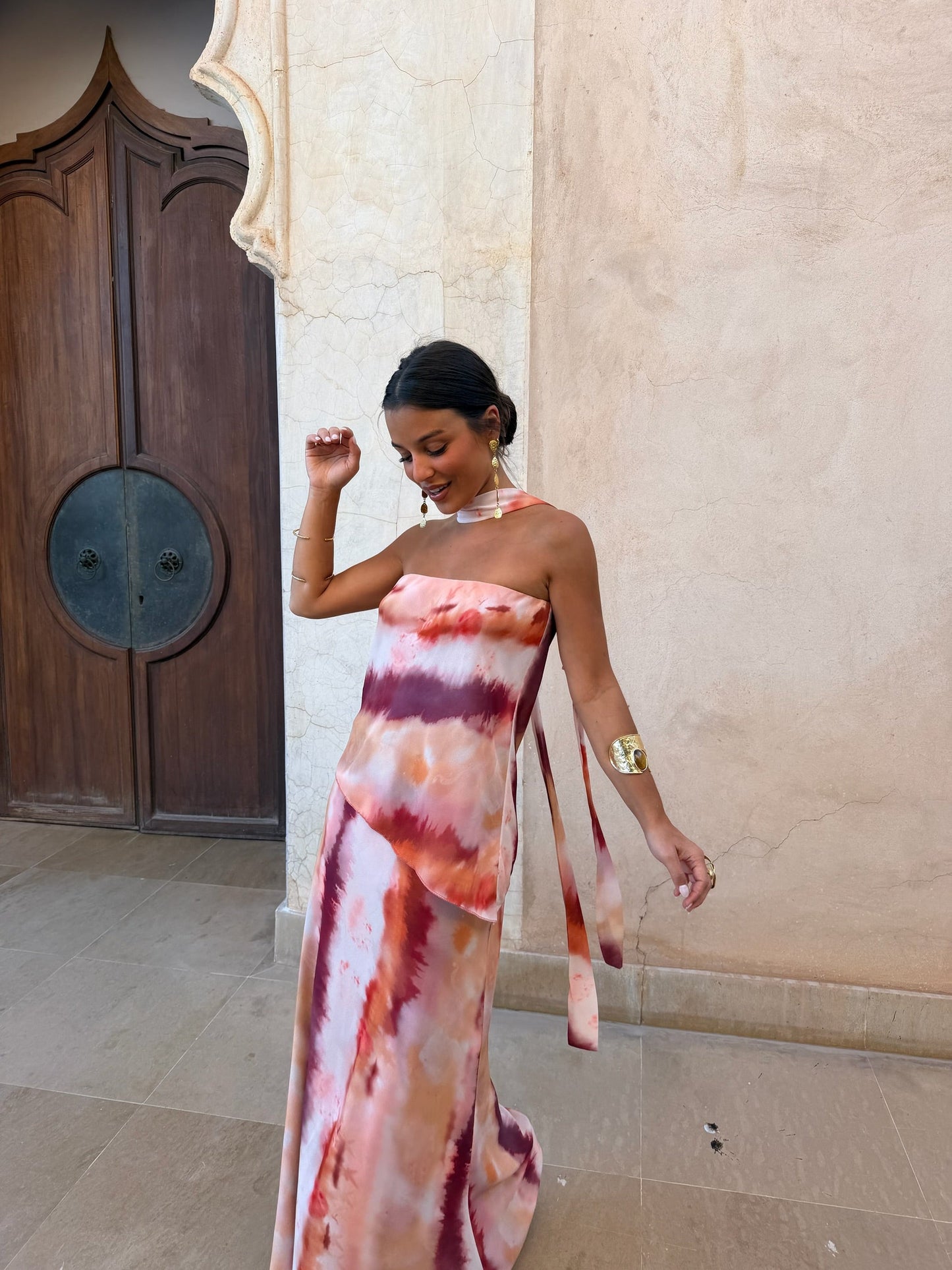 Natalia | Vestido maxi con lazada al cuello