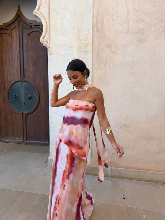 Natalia | Vestido maxi con lazada al cuello