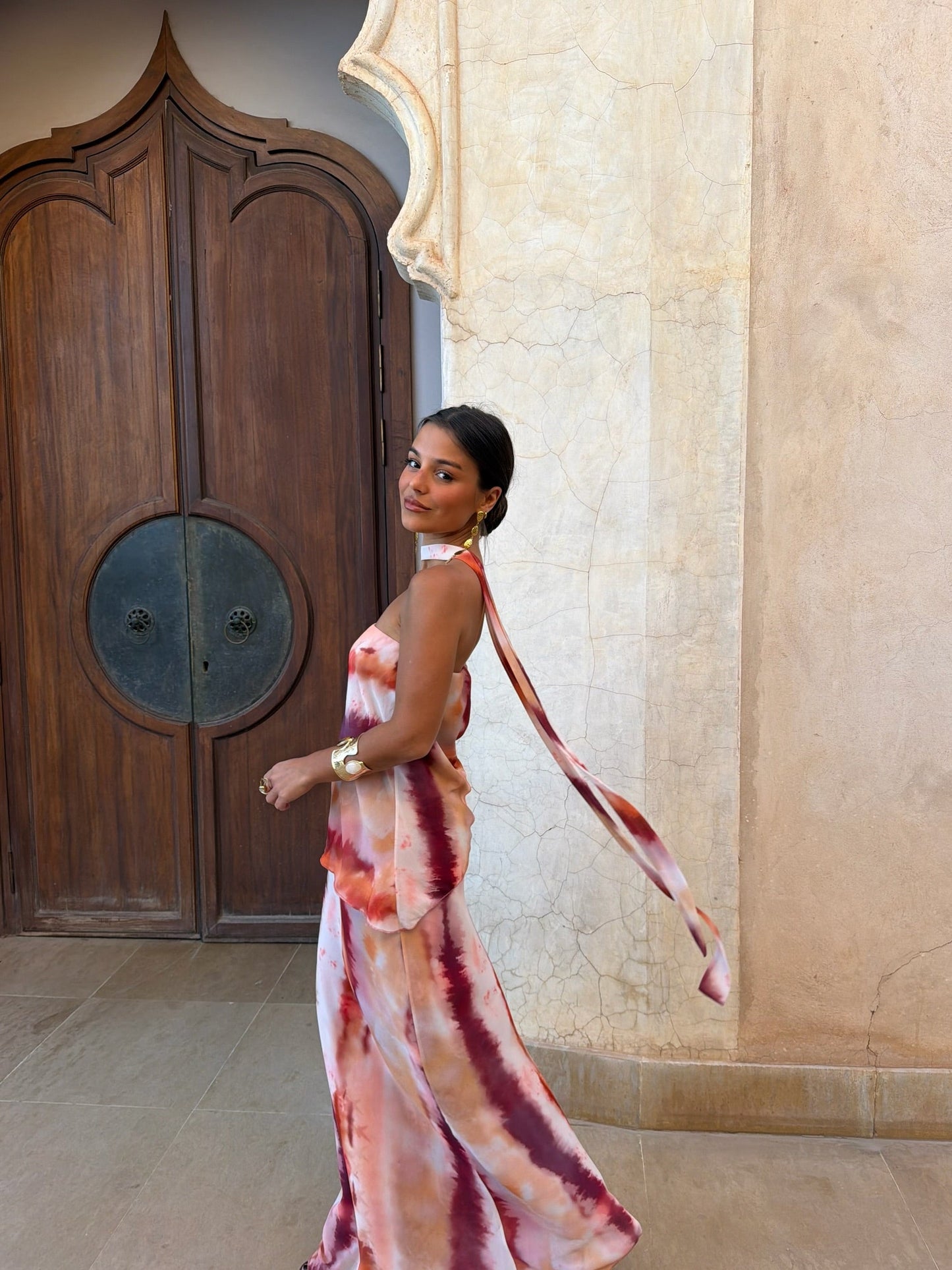 Natalia | Vestido maxi con lazada al cuello