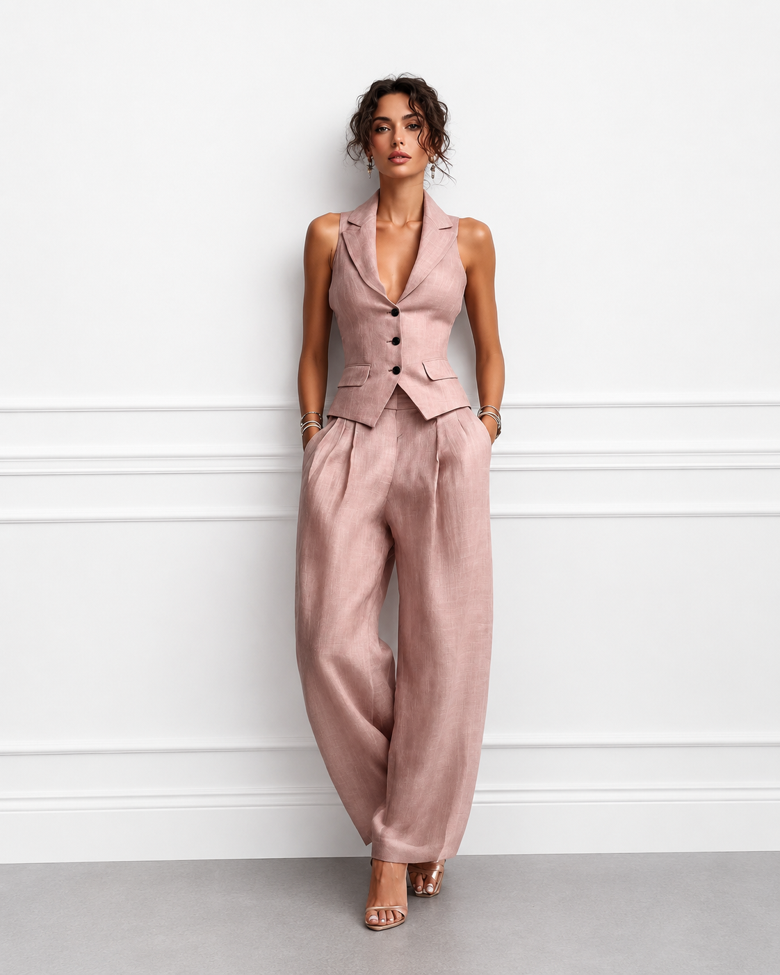 Julia - Conjunto de chaleco sastre y pantalón de pinzas