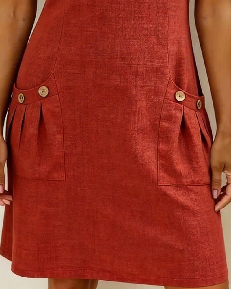 Isabel | Vestido corto con cremallera en el escote y bolsillos