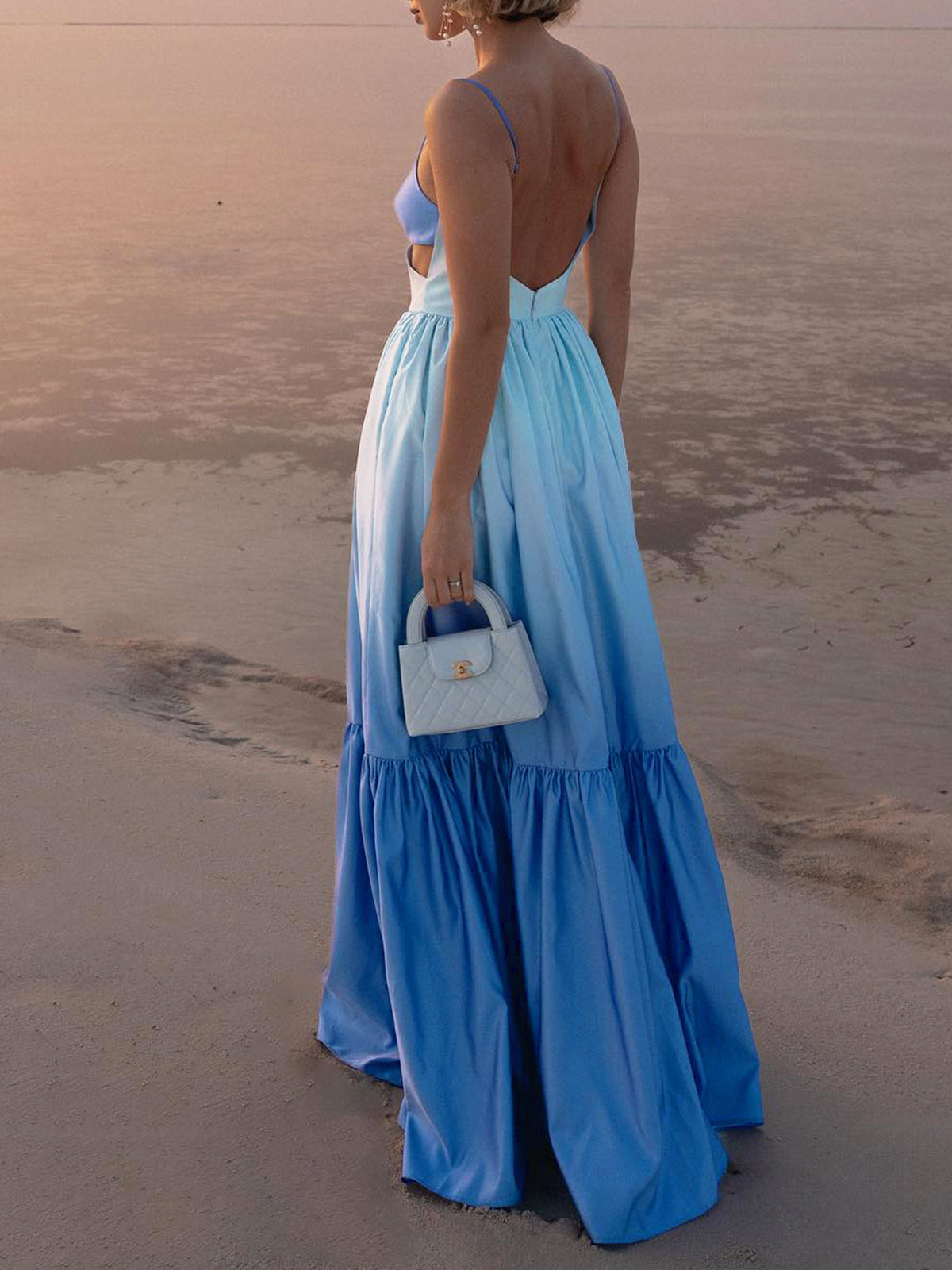 Serena | Vestido maxi cut-out lateral y falda en degradado