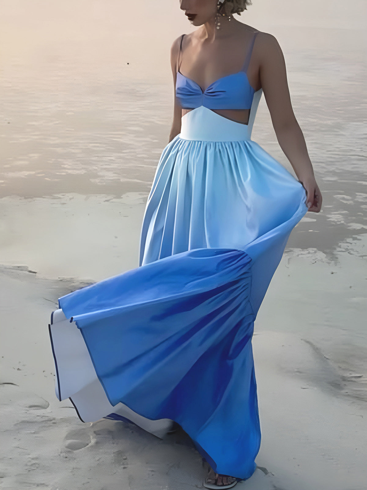 Serena | Vestido maxi cut-out lateral y falda en degradado