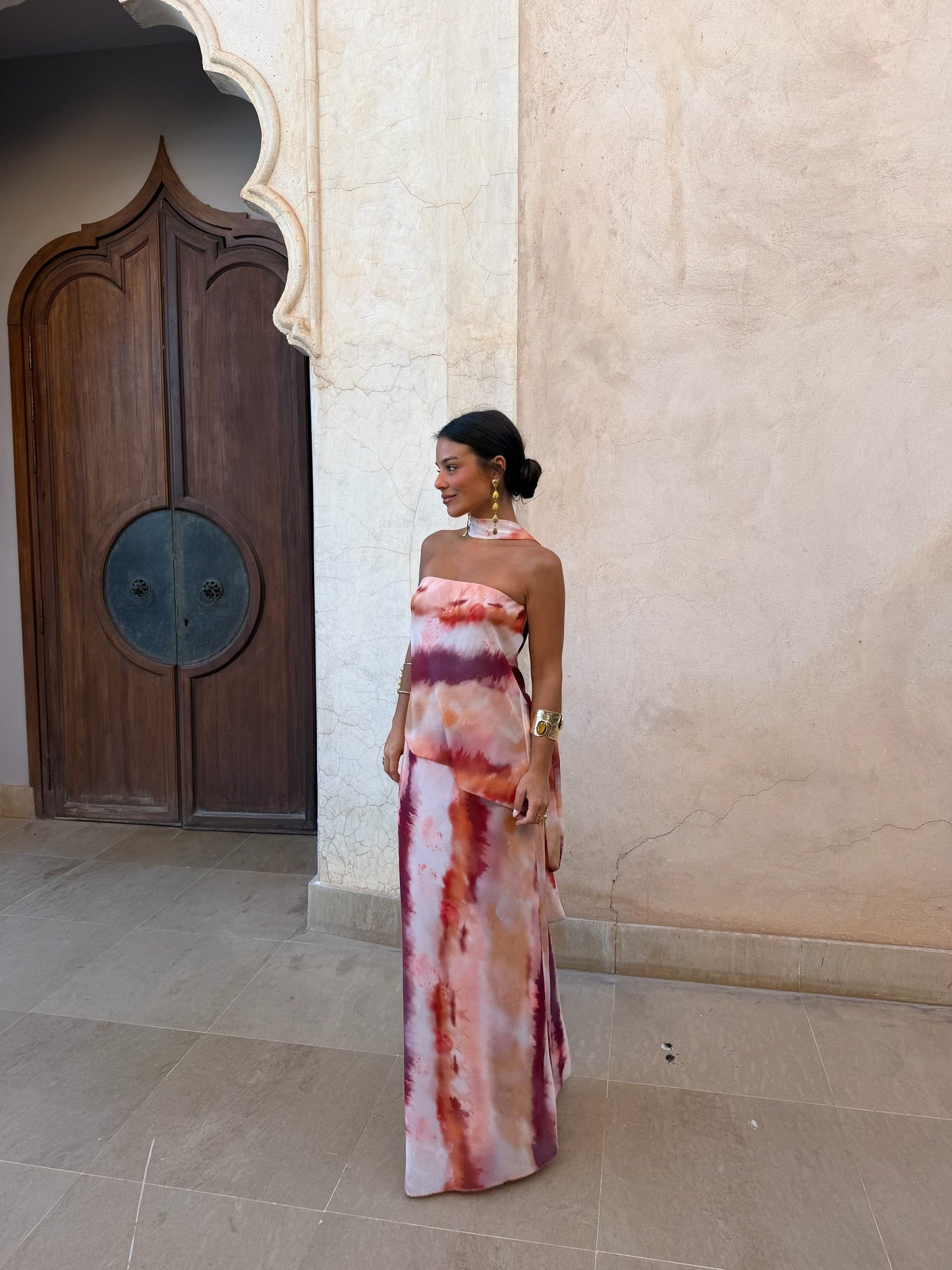 Natalia | Vestido maxi con lazada al cuello