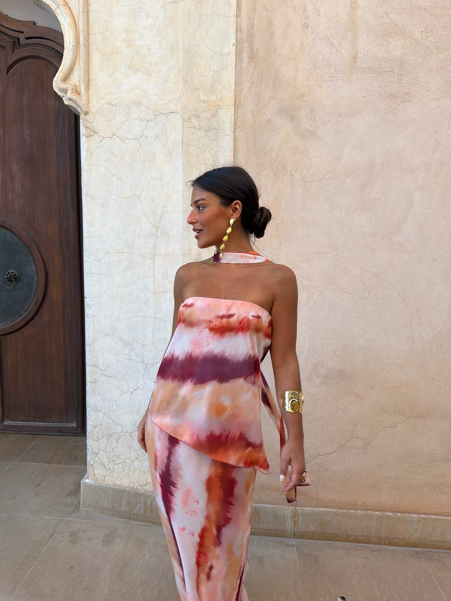 Natalia | Vestido maxi con lazada al cuello