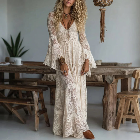 Luna | Vestido maxi de encaje
