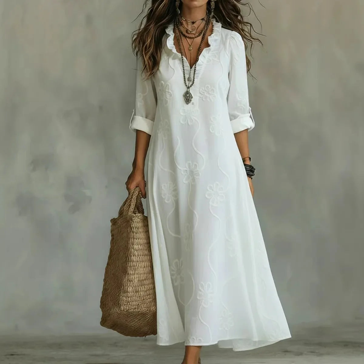 Salomé | Vestido maxi con bordado floral