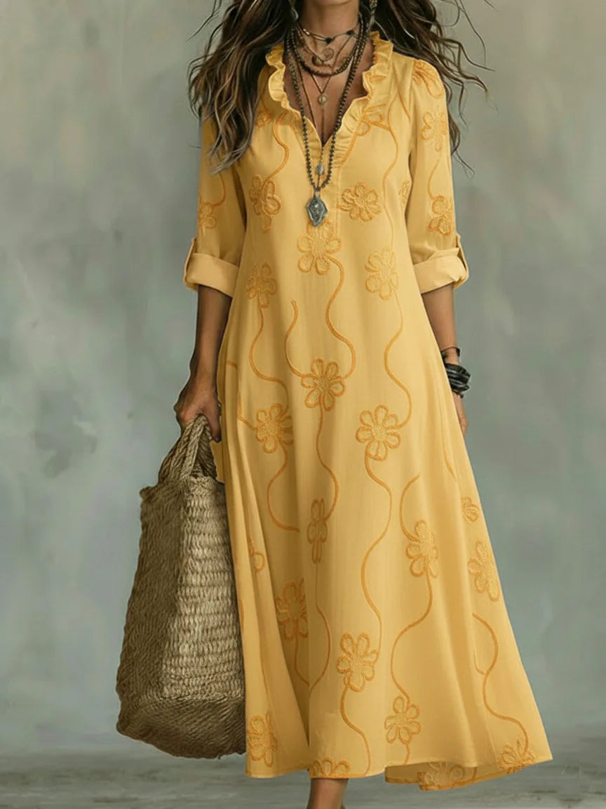 Salomé | Vestido maxi con bordado floral