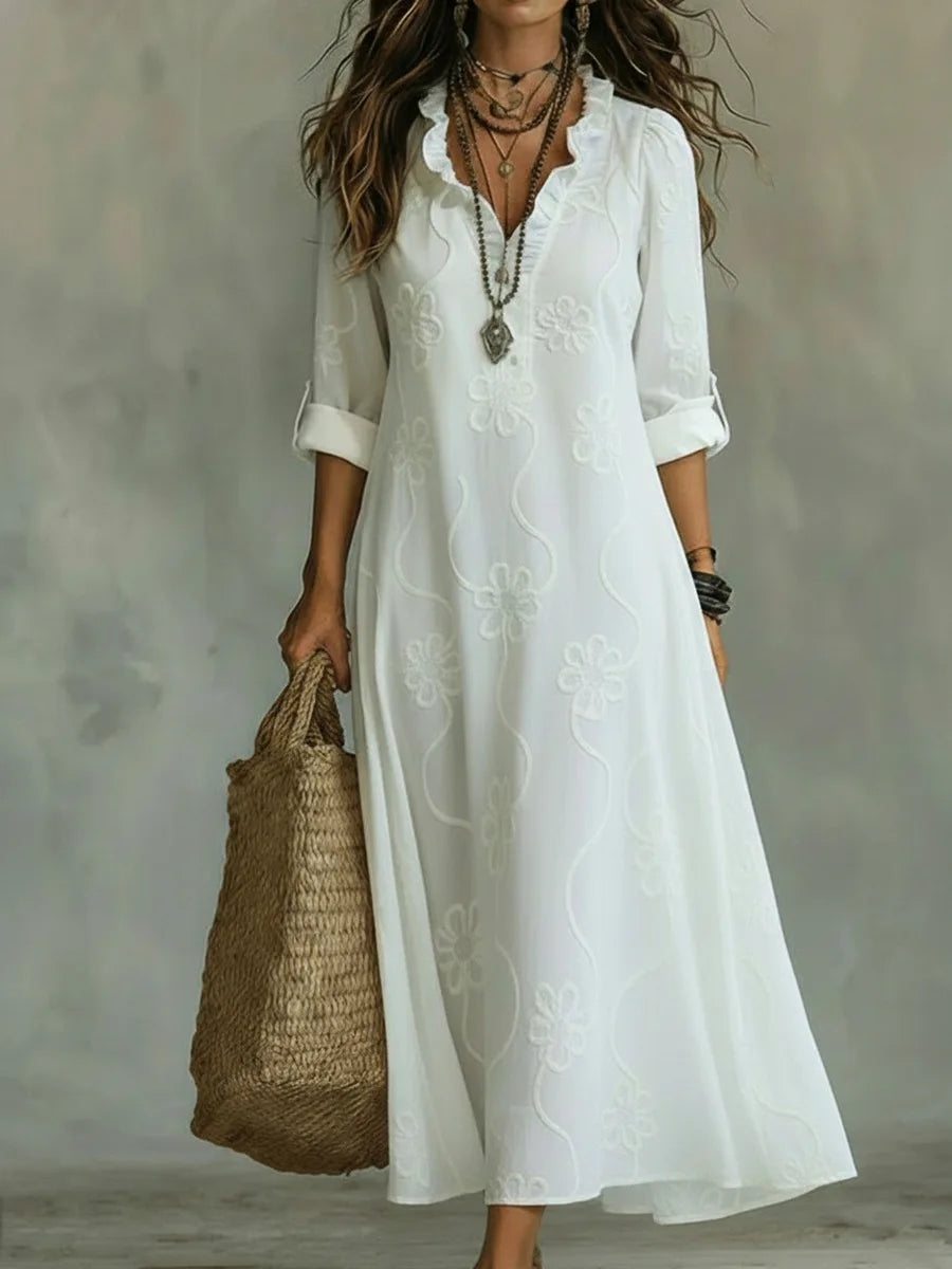 Salomé | Vestido maxi con bordado floral