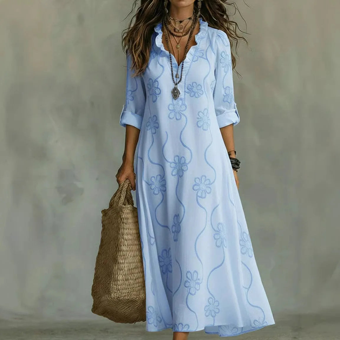 Salomé | Vestido maxi con bordado floral