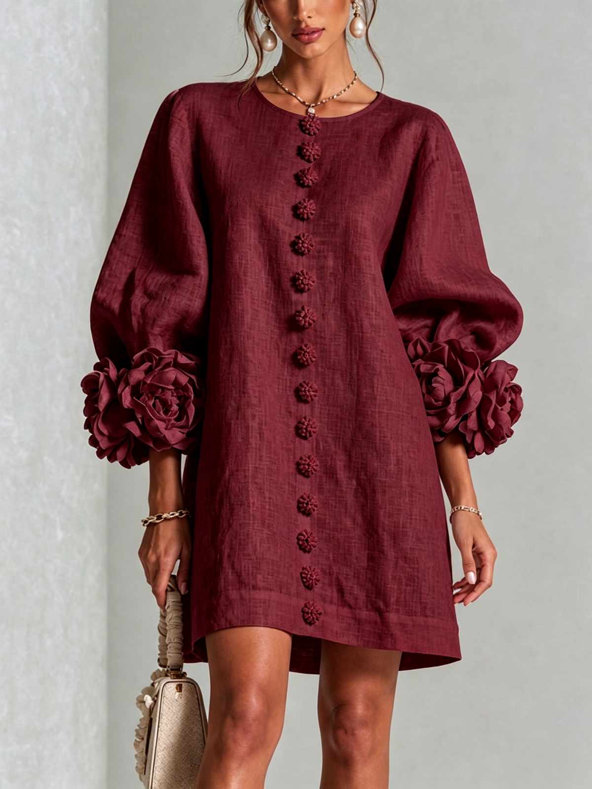 Elena | Vestido corto con mangas florales