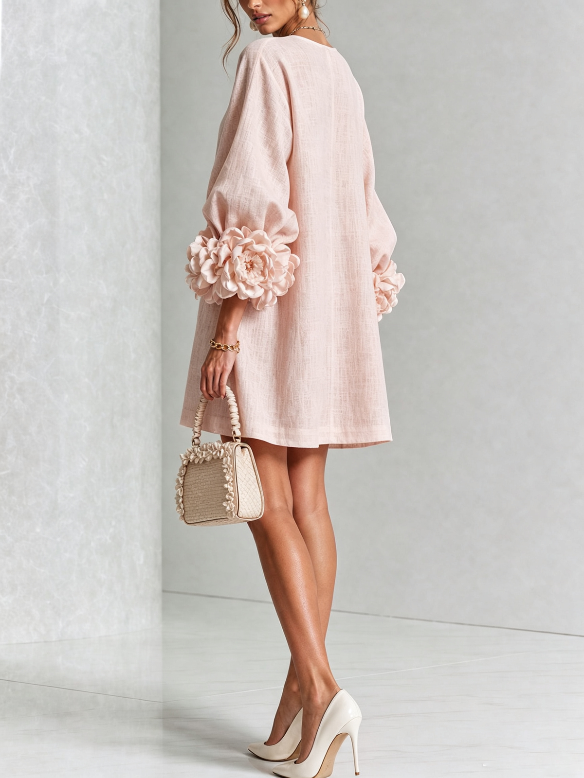 Elena | Vestido corto con mangas florales