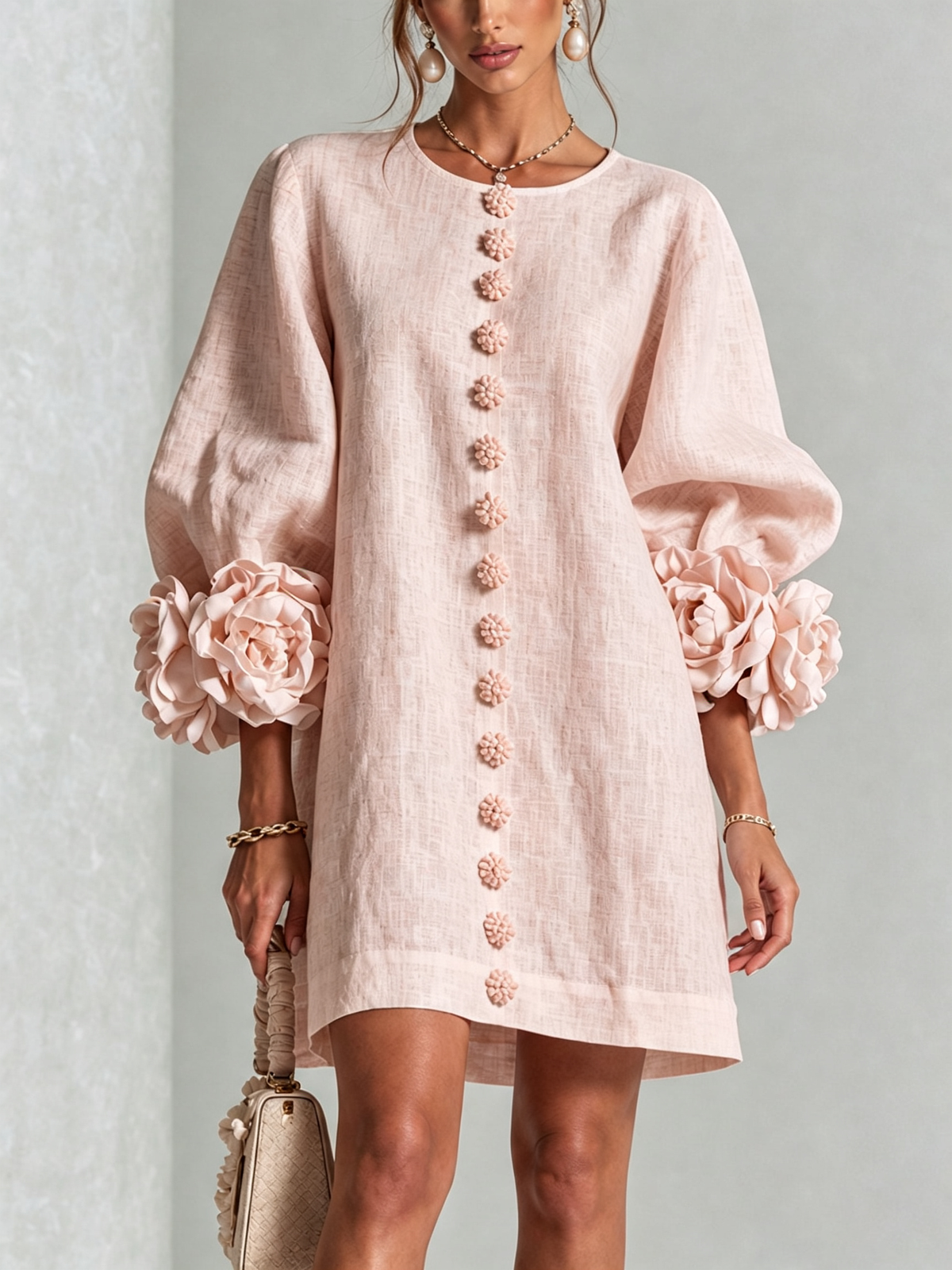 Elena | Vestido corto con mangas florales