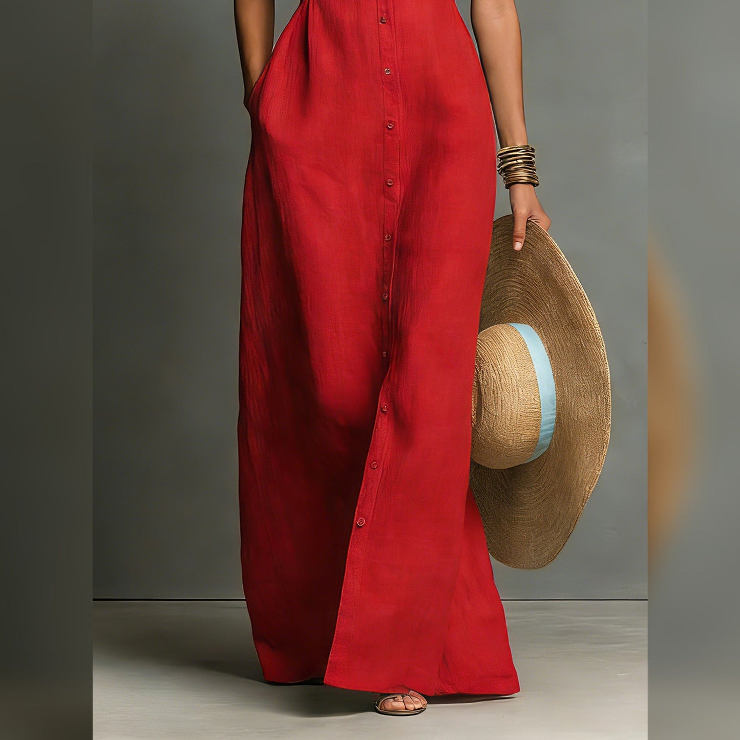 Daniela | Vestido camisero maxi sin mangas