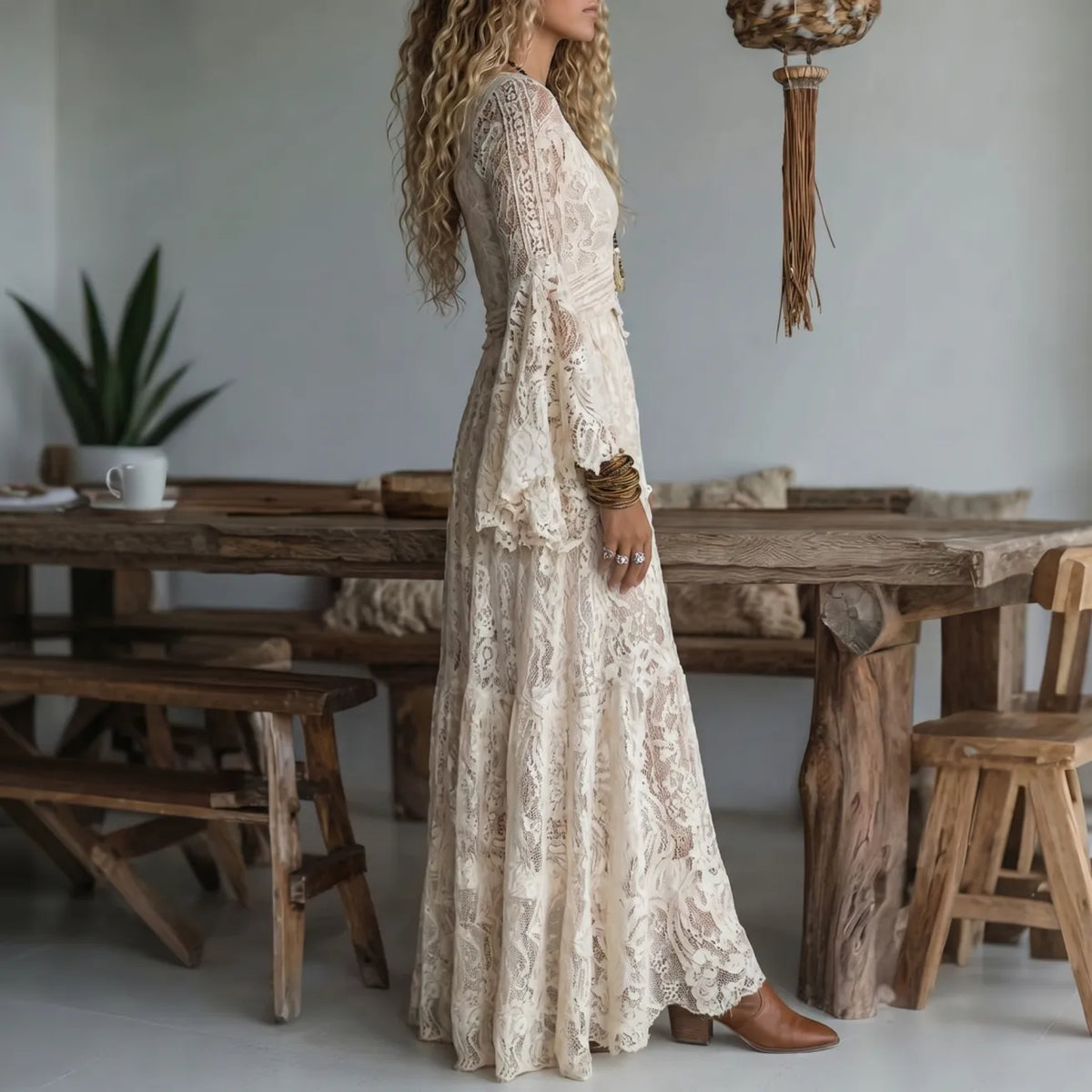 Luna | Vestido maxi de encaje